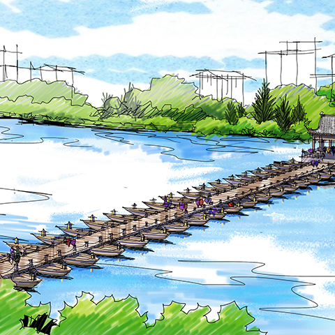 義烏市佛堂古鎮萬善浮橋古浮橋